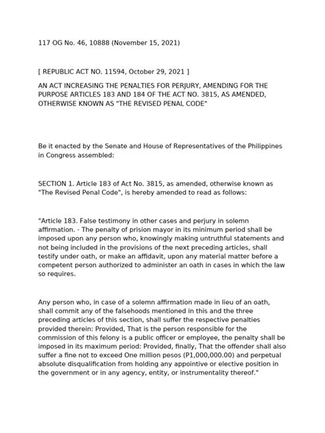 republic act 11594|RA 11594: Perjury Law .